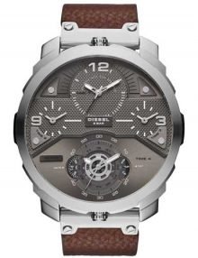 Diesel DZ7360 Machinus Mens Guntmetal Dial Chronograph Watch with Brown Leather Band