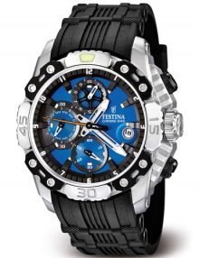 Festina F16543/2 Men's Blackrubber Quartz Watch with Dark Blue Dial