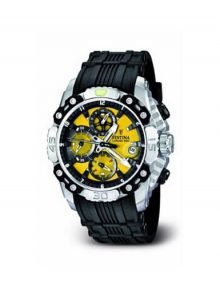 Festina F16543/6 Men's Blackrubber Quartz Watch with Yellow Dial