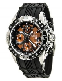 Festina F16543/7 Men's Blackrubber Quartz Watch with Orange Dial