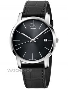 Calvin Klein K2G2G1C3 City Classic Black Dial Black Leather Mens watch