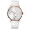 Calvin Klein K2Y216K6 Accent Women's Silver Dial Leather Strap Watch