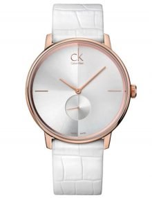 Calvin Klein K2Y216K6 Accent Women's Silver Dial Leather Strap Watch