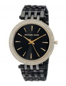 Michael Kors MK3322 Ladie's Darci Black Ion-plated Crystal Bezel Bracelet Watch