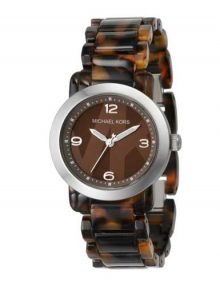 Michael Kors Brown Tortoies Shell With MK Logo Dial Acrylic Watch