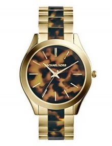 Michael Kors MK4284 Slim Runway Tortoise-shell Dial gold plated stainless steel-tone and Tortoise-shell Acetate Ladies Watch