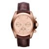 Michael Kors MK5703 Womens rose gold plated stainless steel Tone Dial Chronograph Watch with Bradshaw Brown Leather Strap