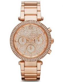 Michael Kors MK5857 Parker Glitz rose gold plated stainless steel Chronograph Ladies Watch