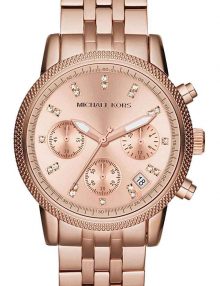 Michael Kors MK6077 Ritz Women rose gold plated stainless steel Chrono Watch