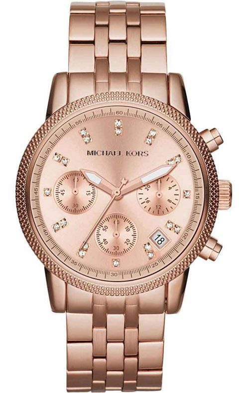 Michael Kors MK6077 Ritz Women rose gold plated stainless steel Chrono Watch