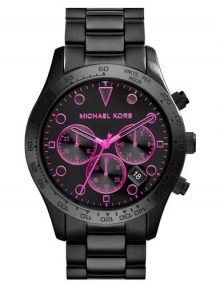 Michael Kors Mk6082 Layton Pink & Black Dial Chronograph Ladies Watch