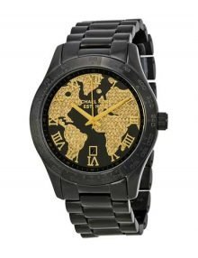Michael Kors MK6091 Layton Black Ion Plated with gold plated stainless steel Finish Chronograph Ladies Watch
