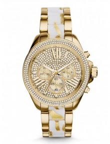 Michael Kors MK6157 Ladies Wren White Zebra Diamond Dial Quartz Watch with Two Tonestainless steelstainless steel Band