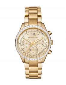 Michael Kors MK6187 Womens Brinkley gold plated stainless steel Dial Chronograph Watch with gold plated stainless steelstainless steelstainless steel Band