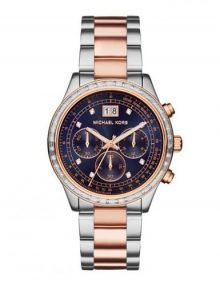 Michael Kors MK6205 Ladiess Brinkley Navy Dialstainless steelstainless steel Band Chronograph Watch