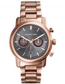 Michael Kors Pennant Chronograph Grey Dial rose gold plated stainless steel Ion-plated Mens Watch MK8370