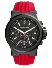 Michael Kors MK8382 Dylan Black Dial Red Silicone Chronograph Mans Watch