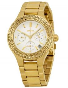 DKNY NY2259 Chambers Womens Gold-Tone White Pearlized Watch