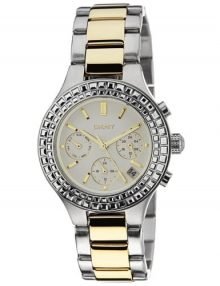 DKNY NY2260 Chambers Womens Chronograph White Pearlized Dial Two-Tone Stainless Watch