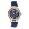 GUESS Women's U0289L1 Silver and rose gold plated stainless steel-Tone Denim Multi-Function Watch