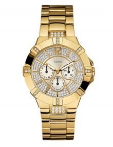 GUESS Women's U13576L1 Dazzling Sporty gold plated stainless steel-Tone Watch