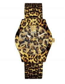 GUESS Women's W0001L2 Sporty Animal Magnetism gold plated stainless steel-Tone Watch