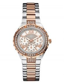 Guess W0111L4 "Sparkling Hi-Energy" Silver & Rose Gold Stainless Womens Watch