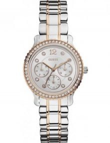 Guess W0305L3 34mm Silver & Rose Gold Stainless Ladies Chronograph Watch