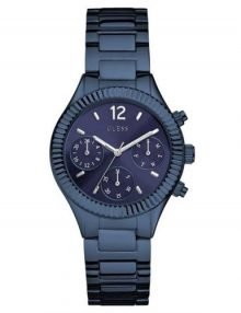 Guess W0323L4 Womens Riviera Black Dial Blue Stainless Steel Bracelet Watch