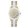 Guess W0344L1 Ladies White Animal Print Watch with gold plated stainless steel-Tone & White Enamel Strap