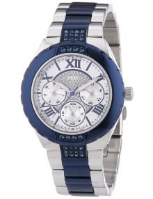 Guess W0413L1 Womans Multi-Function Silver & Blue Stainless Steel Watch