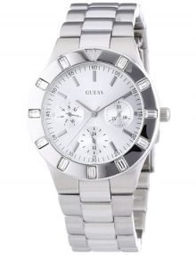 Guess W11610L1 Womens Classic Silver Dial & Band Stainless Chronograph Watch