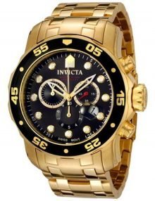 Invicta Pro Diver 0072 Gents Gold Plated Stainles Steel Chronograph Watch