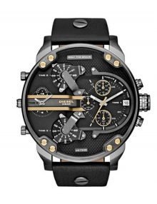 Diesel DZ7348 Mr. 2.0 Daddy Black Dial Black Leather Men's Watch