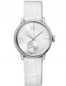 Calvin Klein K2Y231K6 Accent Ladies White Dial Rubber Watch