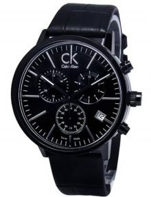 Calvin Klein K7627401 Post Minimal Men's Black Leather Quartz Watch