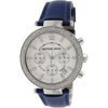 Michael Kors MK2293 Parker Women's Silver Dial Blue Leather Stainless Steel Quartz Chronograph Watch