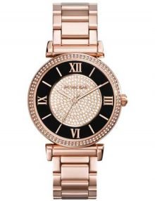 Michael Kors MK3339 Caitlin Women's Black Dial Rose Gold Stainless Steel Analog Quartz Watch