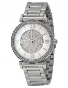 Michael Kors MK3355 Caitlin Women's Silver Crystal Pave Dial Stainless Steel Quartz Watch