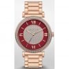 Michael Kors MK3377 Caitlin Women's Red Crystal Dial Rose Gold-Tone Bracelet Watch