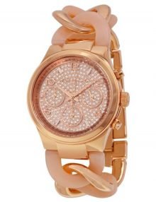 Michael Kors MK4283 Runway Twist Women's Rose Crystal Pave Dial Gold-Tone Stainless Stee Quartz Watch