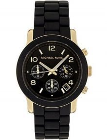 Michael Kors Catwalk Black Womens' Mk5191 Silicone Chronograph Watch-0