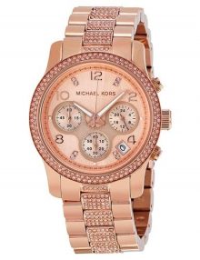 Michael Kors MK5827 Glitz Runway Women's Rose Gold-Tone Midsized Bracelet Watch