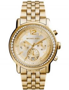 Michael Kors MK5982 Baisley Women's Gold Dial Crystal Bezel Chronograph Bracelet Watch