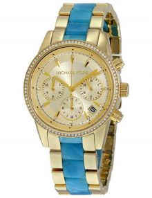 Michael Kors Ritz MK6328 Ladies Gold Plated Stainles Steel Chronograph Watch