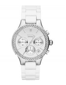 DKNY Glitz NY8894 Ladies Ceramic Bracelet Stainles Steel Chronograph Watch