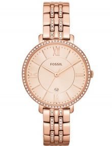 Fossil ES3546 Womens Jacqueline Three-Hand Rose Gold Stainless Steel Watch