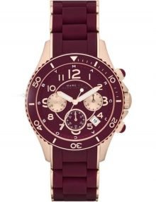 Marc by Marc Jacobs MBM2596 Rock Matte Maroon Ladies Rose Gold Plated Chronograph Watch
