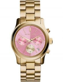 Michael Kors MK6161 Runway Women's Pink Dial Gold Stainless-Steel Quartz Watch