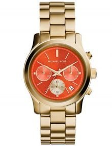 Michael Kors MK6162 Runway Women's Orange Dial Gold Stainless-Steel Quartz Watch